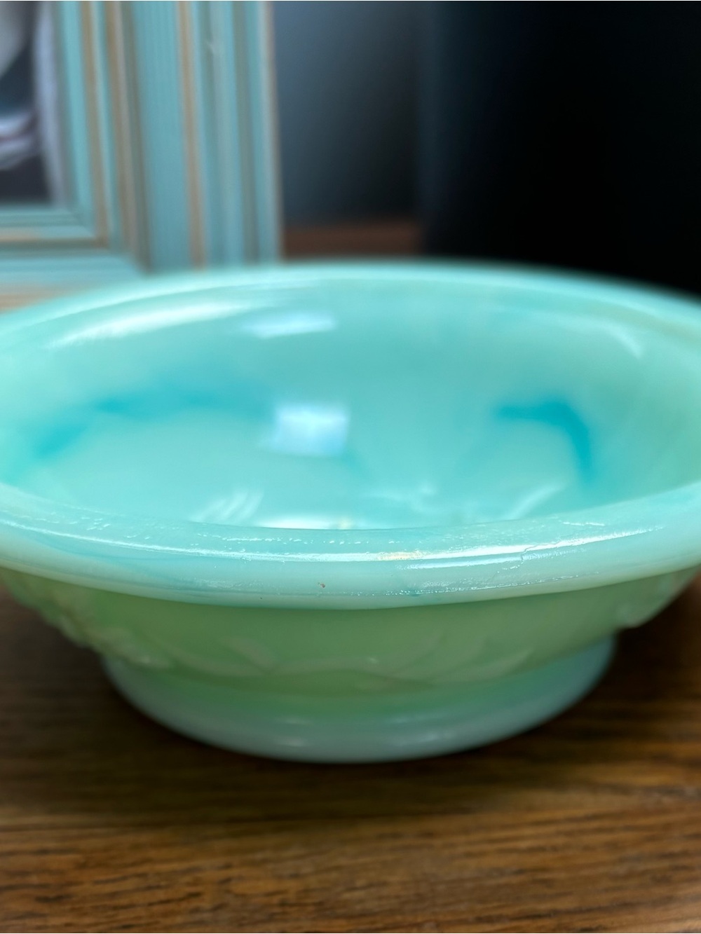 Vintage Avon Jadeite Milkglass Aqua Green Glass Ring/ Trinket Dish